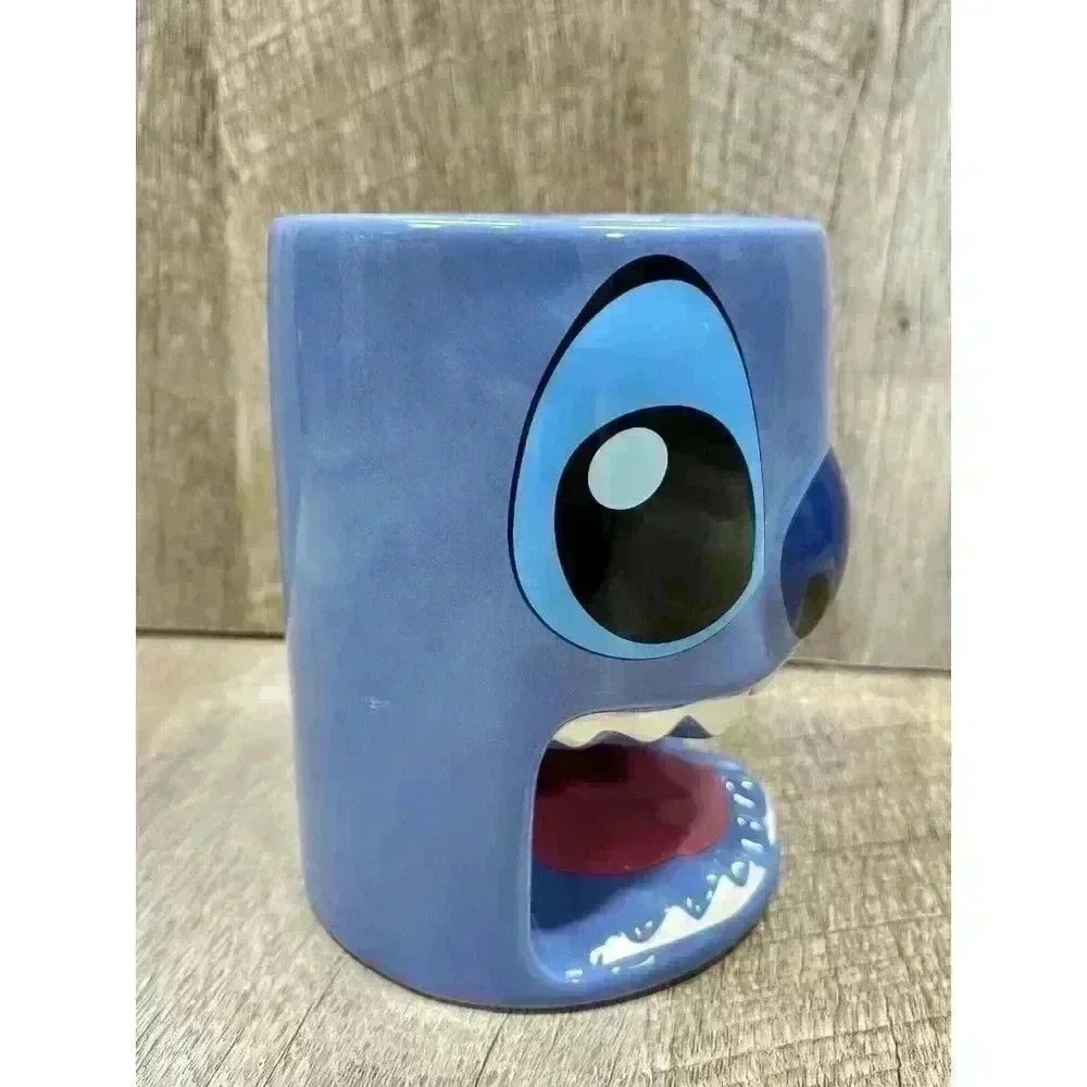 Disney Parks Lilo & Stitch Coffee Mug Cup Blue Ceramic Sculpted Open Mouthed - Picture 4 of 8